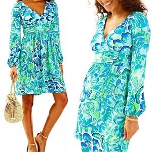 Lilly Pulitzer Fleur Dress Agate Green Lazy River Floral Midi XL